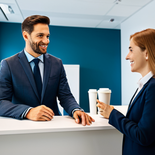Informal Feedback in a Modern Office**
A man and a woman, both professional adults, fully clothed in modest business casual attire, engaged in a constructive, informal conversation next to a sleek coffee station in a modern, well-lit office. They exhibit natural, open body language, making eye contact, conveying trust and genuine dialogue. The atmosphere is collaborative and positive. Perfect anatomy, correct proportions, natural pose, well-formed hands, proper finger count, natural body proportions, safe for work, appropriate content, fully clothed, professional, high-quality corporate photography, ultra detailed, soft cinematic lighting.

**