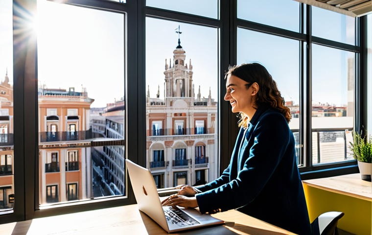 피드백 문화의 성공적인 도입 방법 - **
A vibrant co-working space in Madrid, Spain. A young professional woman, fully clothed in a styl...