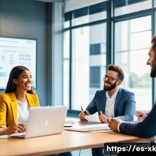 Home 32 피드백 문화와 직무 개발의 관계 - A diverse professional team engaged in an open feedback session inside a modern office meeting room ...