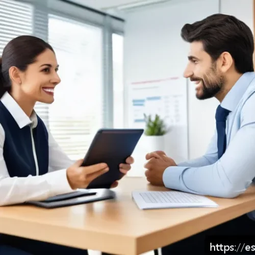 Home 31 피드백 문화의 지속 가능성 확보 방법 - A modern office setting with a diverse Spanish-speaking team engaged in a one-on-one feedback sessio...